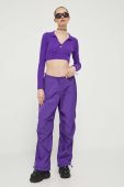 Штани Tommy Jeans жіночі колір фіолетовий широке середня посадка