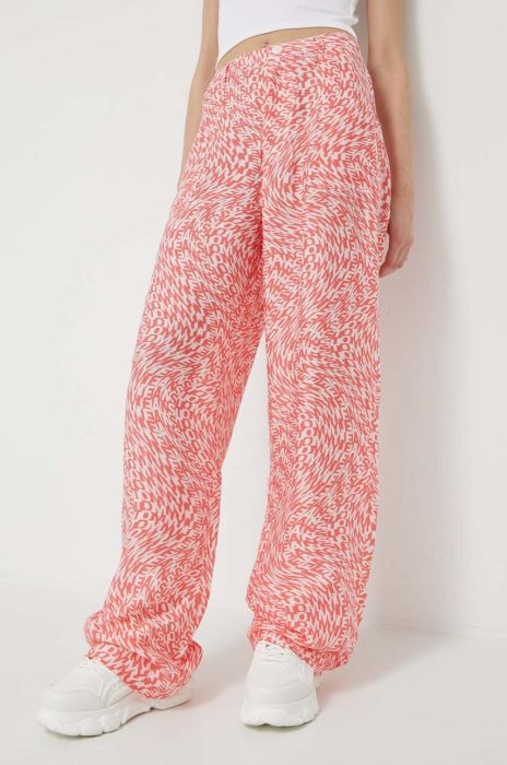 Штани Tommy Jeans жіночі колір помаранчевий пряме висока посадка