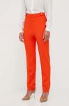 Штани BOSS жіночі колір помаранчевий фасон сигарети висока посадка