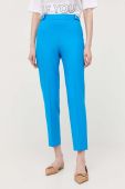 Штани BOSS жіночі фасон сигарети висока посадка колір блакитний (3296892)