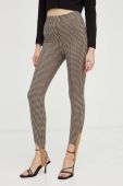 Штани BOSS жіночі облягаюче висока посадка колір барвистий