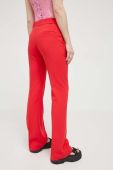 Штани HUGO жіночі колір червоний кльош висока посадка