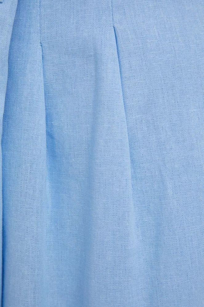 Льняні штани Dkny облягаюче висока посадка колір блакитний фото 4