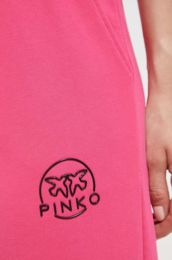 Бавовняні спортивні штани Pinko колір рожевий з аплікацією фото 4
