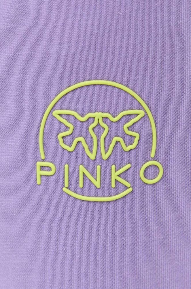 Бавовняні спортивні штани Pinko колір фіолетовий з аплікацією фото 4