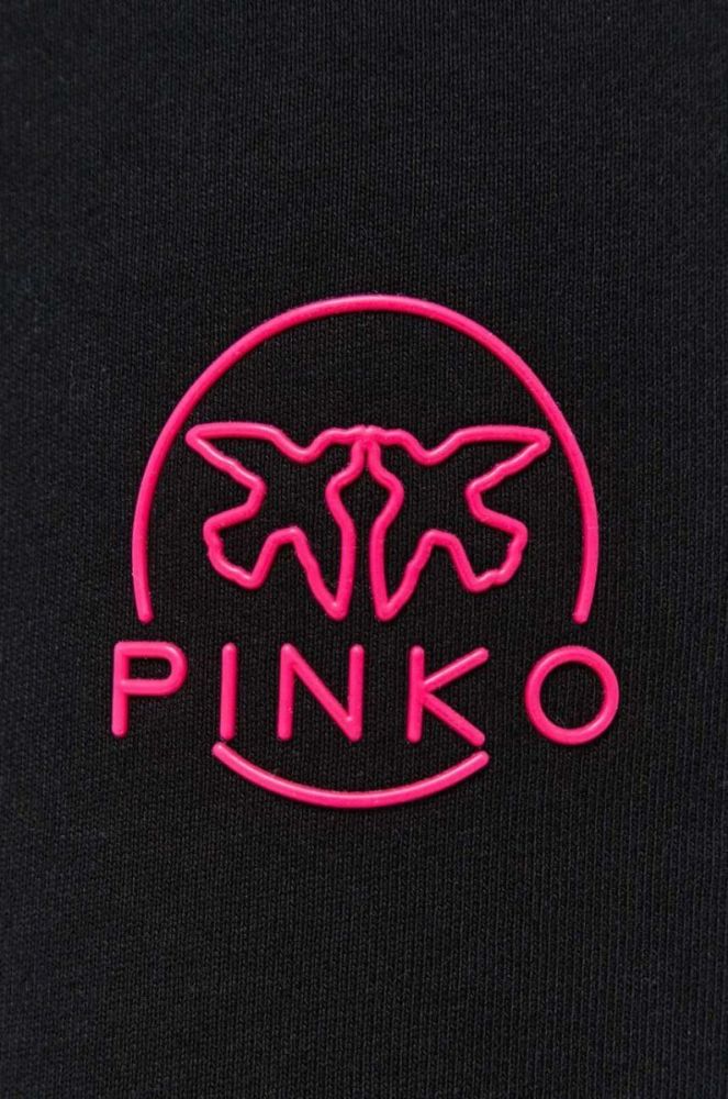 Бавовняні спортивні штани Pinko колір чорний з аплікацією фото 4