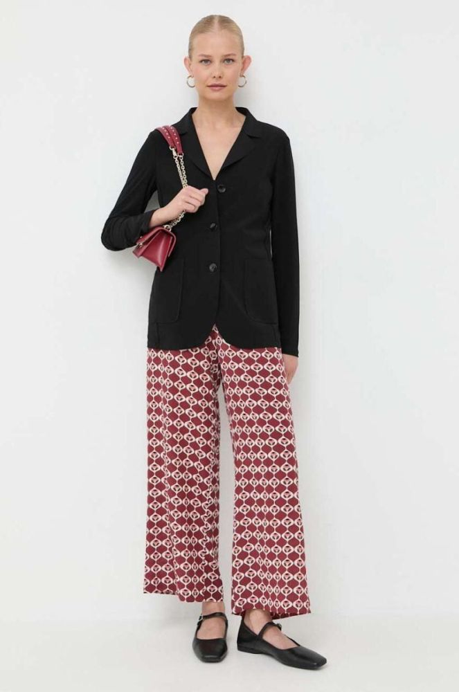 Шовкові штани Weekend Max Mara пряме висока посадка колір барвистий фото 2