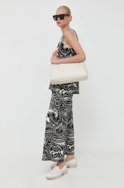 Штани Weekend Max Mara жіночі колір чорний широке висока посадка (3404490) фото 2