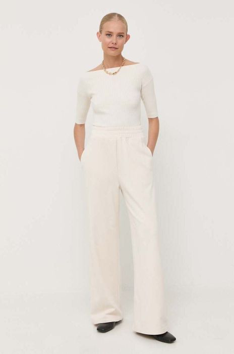 Бавовняні спортивні штани Weekend Max Mara колір бежевий однотонні