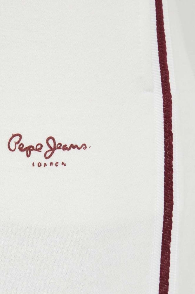 Бавовняні спортивні штани Pepe Jeans Bibi колір білий з аплікацією фото 4