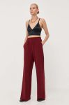 Штани Max Mara Leisure жіночі колір бордовий широке висока посадка