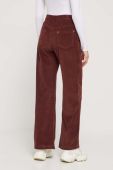Вельветові штани Roxy колір коричневий широке висока посадка