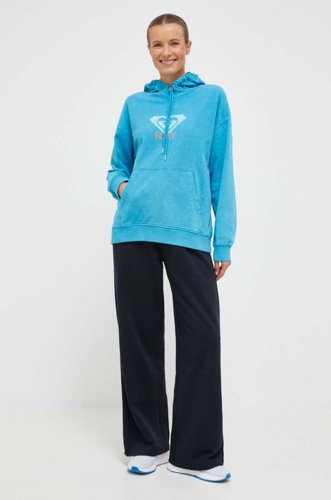 Бавовняні спортивні штани Roxy колір чорний однотонні