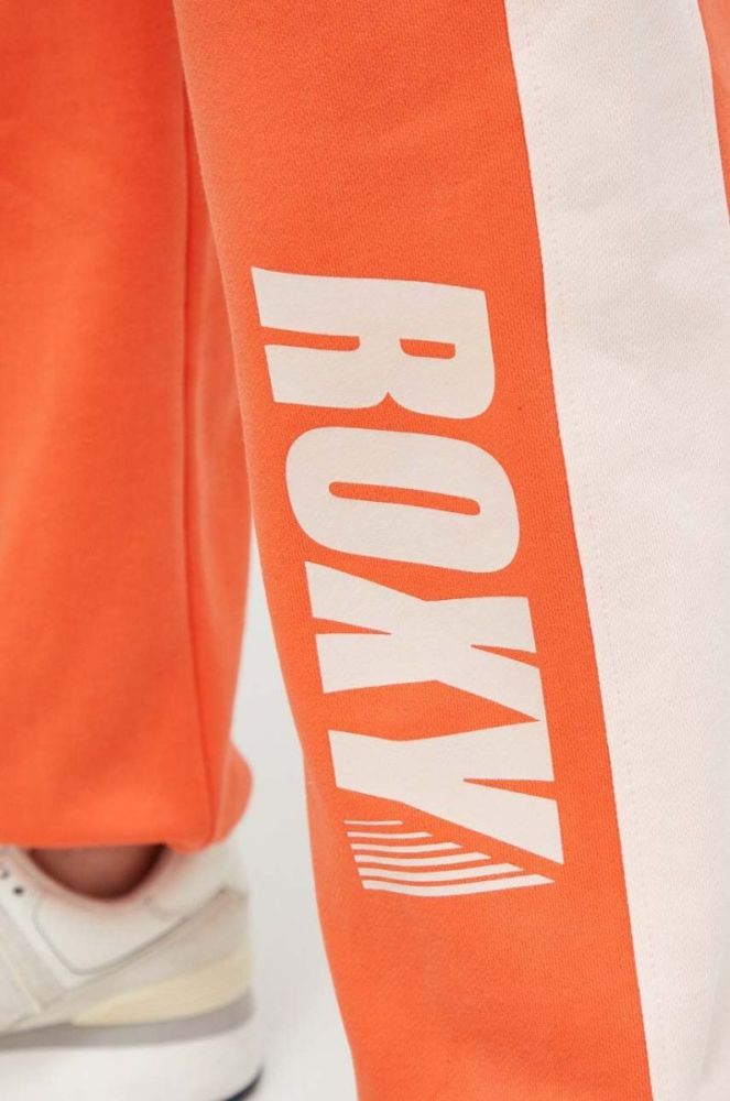 Бавовняні спортивні штани Roxy колір помаранчевий з принтом фото 4