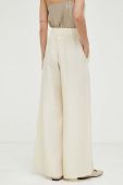 Штани з домішкою льону By Malene Birger Campine колір бежевий кльош висока посадка