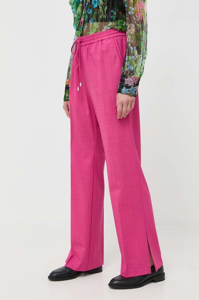 Штани з домішкою вовни MAX&Co. колір рожевий широке висока посадка