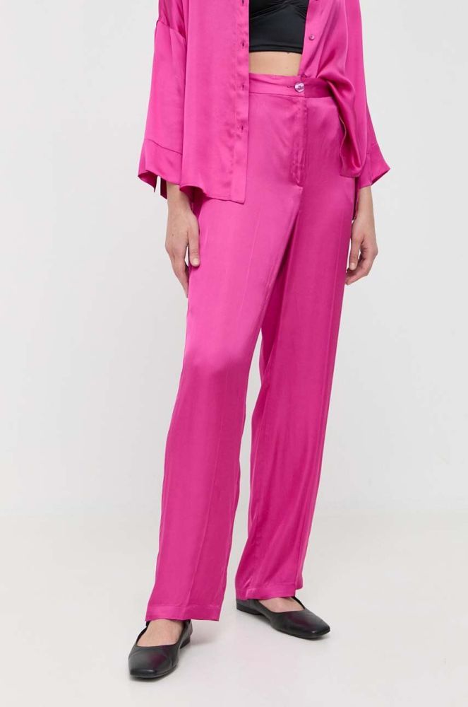 Штани MAX&Co. жіночі колір рожевий широке висока посадка