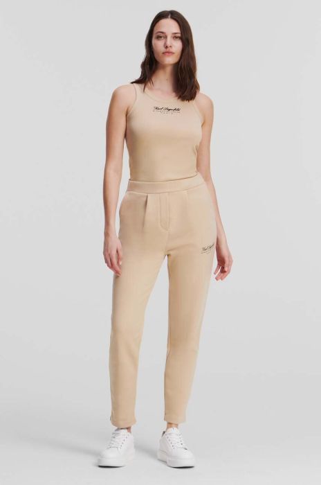 Спортивні штани Karl Lagerfeld колір бежевий з аплікацією