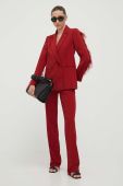 Штани Patrizia Pepe жіночі колір бордовий пряме висока посадка (3383961)