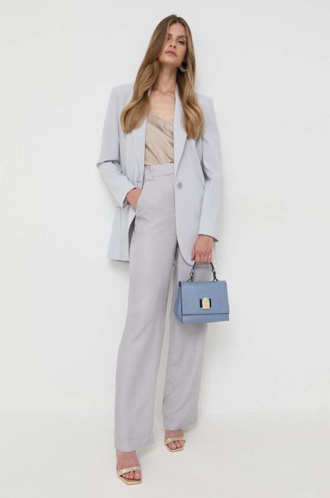 Штани Patrizia Pepe жіночі колір сірий пряме висока посадка