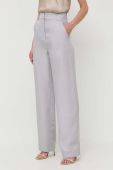 Штани Patrizia Pepe жіночі колір сірий пряме висока посадка