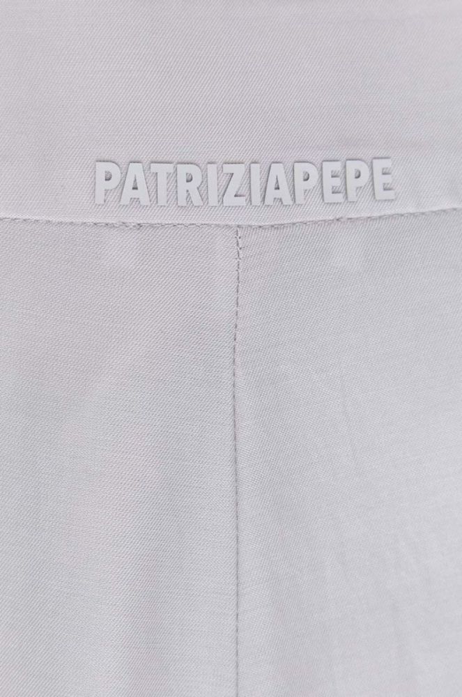 Штани Patrizia Pepe жіночі колір сірий пряме висока посадка фото 5