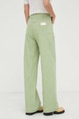 Штани Remain жіночі колір зелений пряме висока посадка