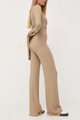 Штани Remain жіночі колір бежевий кльош висока посадка