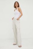Штани Gestuz жіночі колір бежевий пряме висока посадка (3348842)