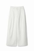 Штани з домішкою льону Desigual колір білий широке середня посадка