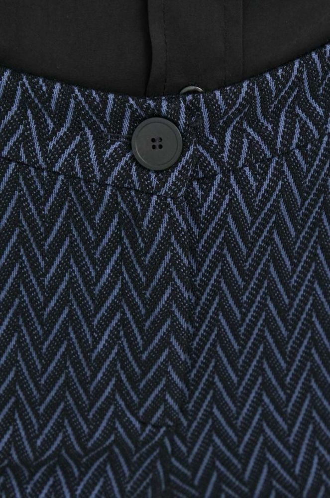 Штани з домішкою вовни Emporio Armani колір синій облягаюче висока посадка фото 4