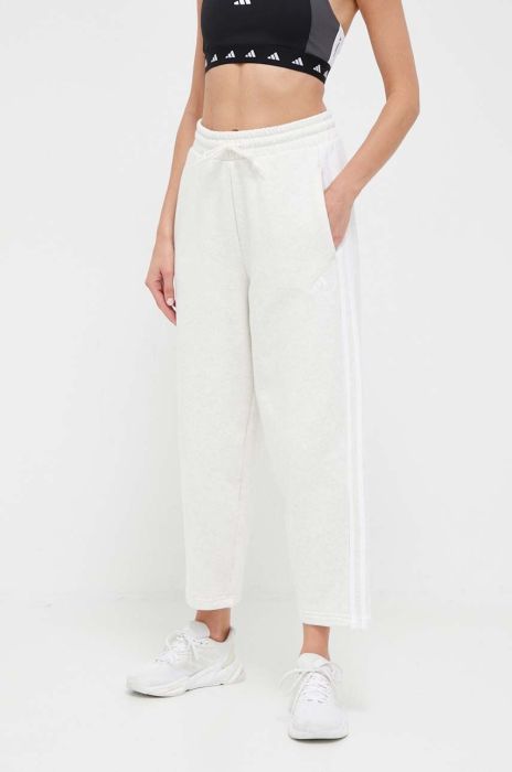 Спортивні штани adidas колір бежевий меланж