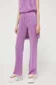 Штани Stine Goya жіночі колір фіолетовий пряме висока посадка