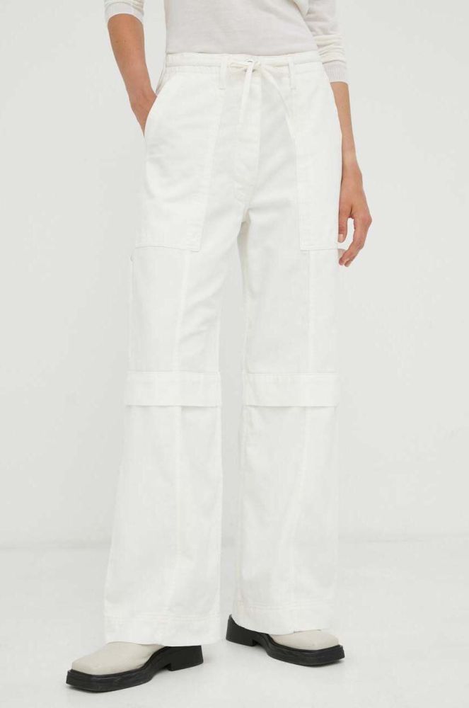 Бавовняні штани Day Birger et Mikkelsen колір білий широке висока посадка