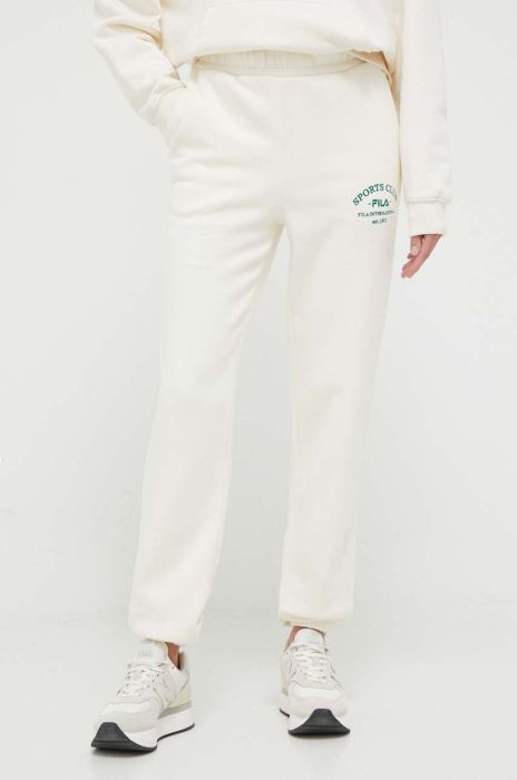 Спортивні штани Fila колір бежевий з аплікацією