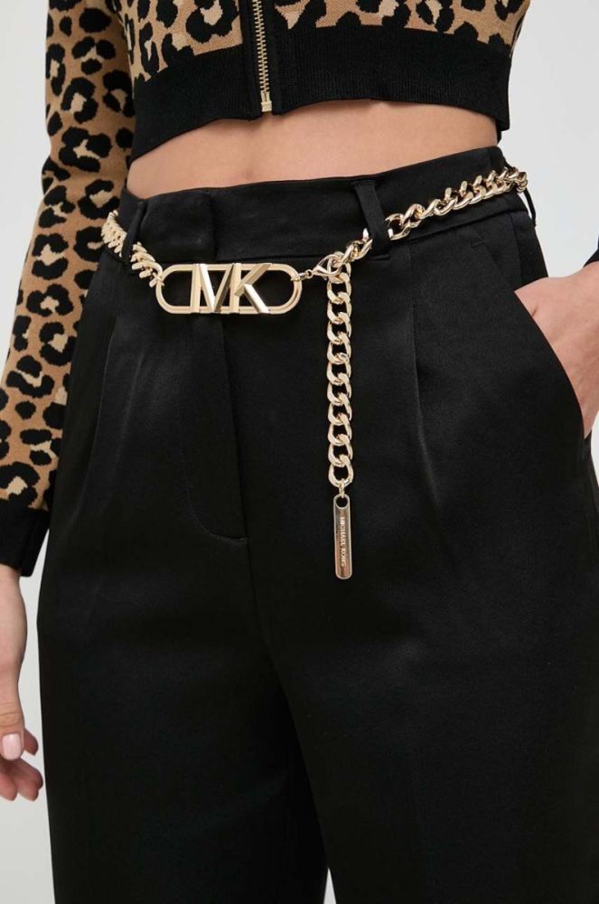 Штани MICHAEL Michael Kors жіночі колір чорний фасон сигарети висока посадка фото 5