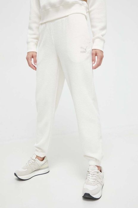 Спортивні штани Puma колір бежевий однотонні (3653885)