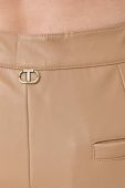 Штани Twinset жіночі колір бежевий облягаюче висока посадка