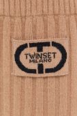 Вовняні штани Twinset колір бежевий кльош висока посадка