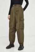 Штани Herskind Edwin жіночі колір зелений фасон cargo висока посадка