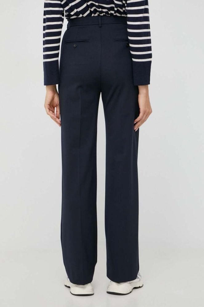 Штани з домішкою вовни Weekend Max Mara x Kate Phelan колір синій прямі висока посадка фото 3