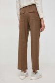Вовняні штани Weekend Max Mara колір коричневий пряме висока посадка