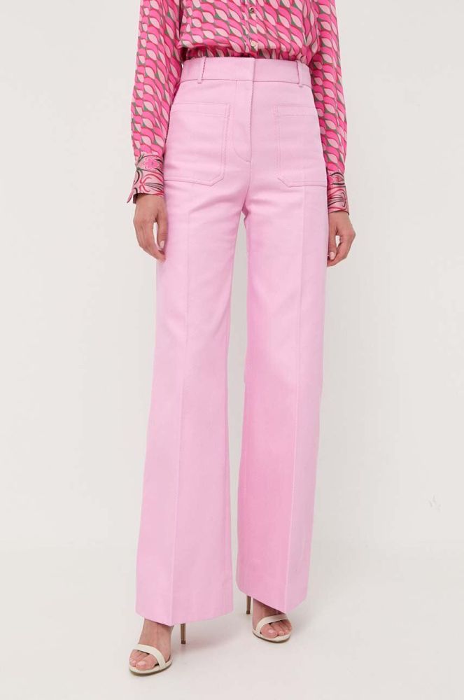 Штани Victoria Beckham жіночі колір рожевий широке висока посадка