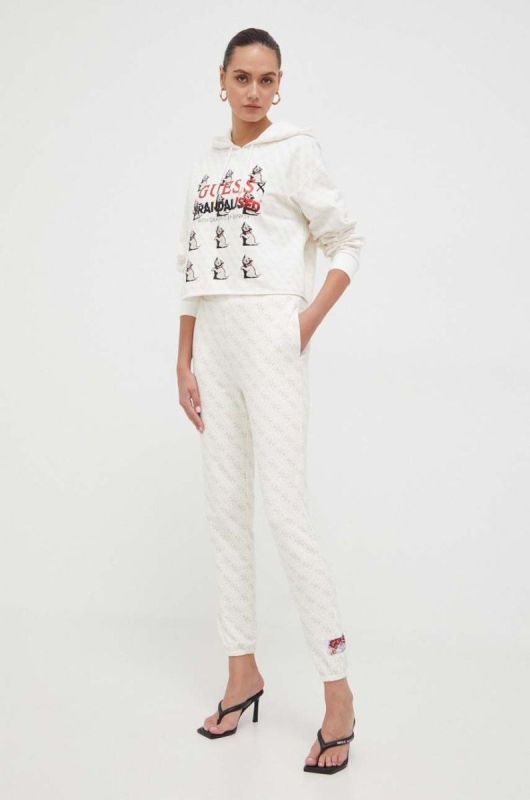 Спортивні штани Guess x Bradalised колір бежевий візерунок фото 2