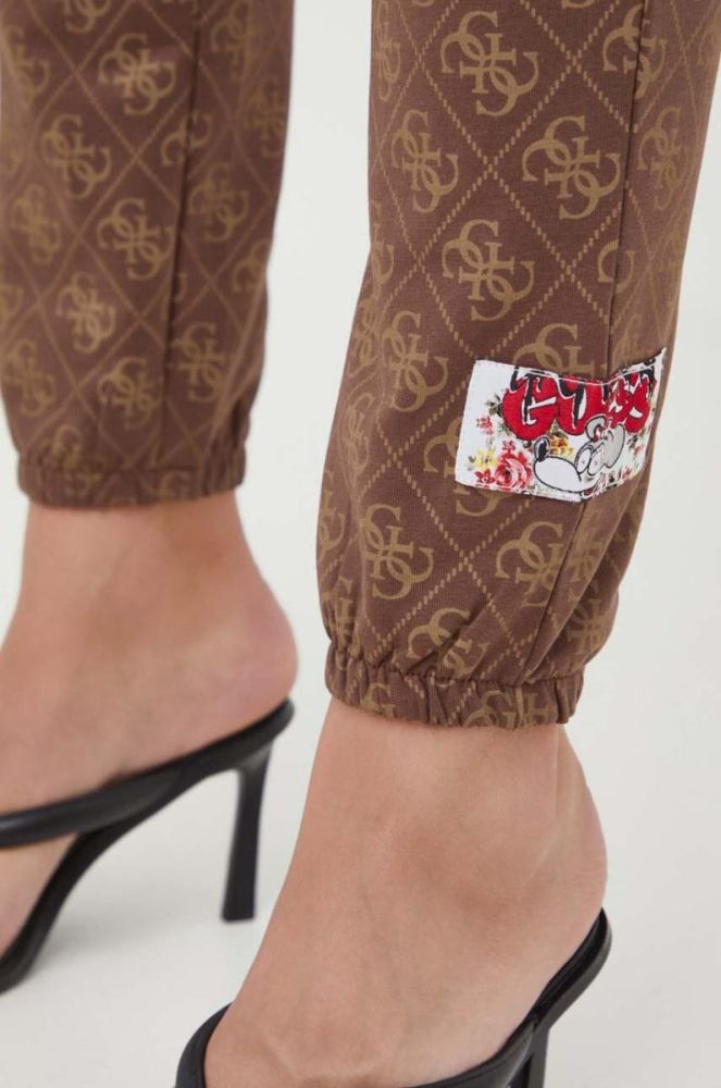 Спортивні штани Guess x Bradalised колір коричневий візерунок фото 4