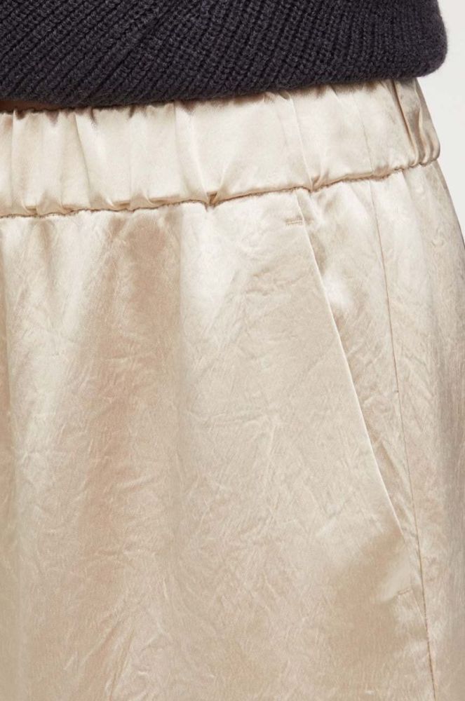 Штани Max Mara Leisure жіночі колір бежевий широке висока посадка фото 4