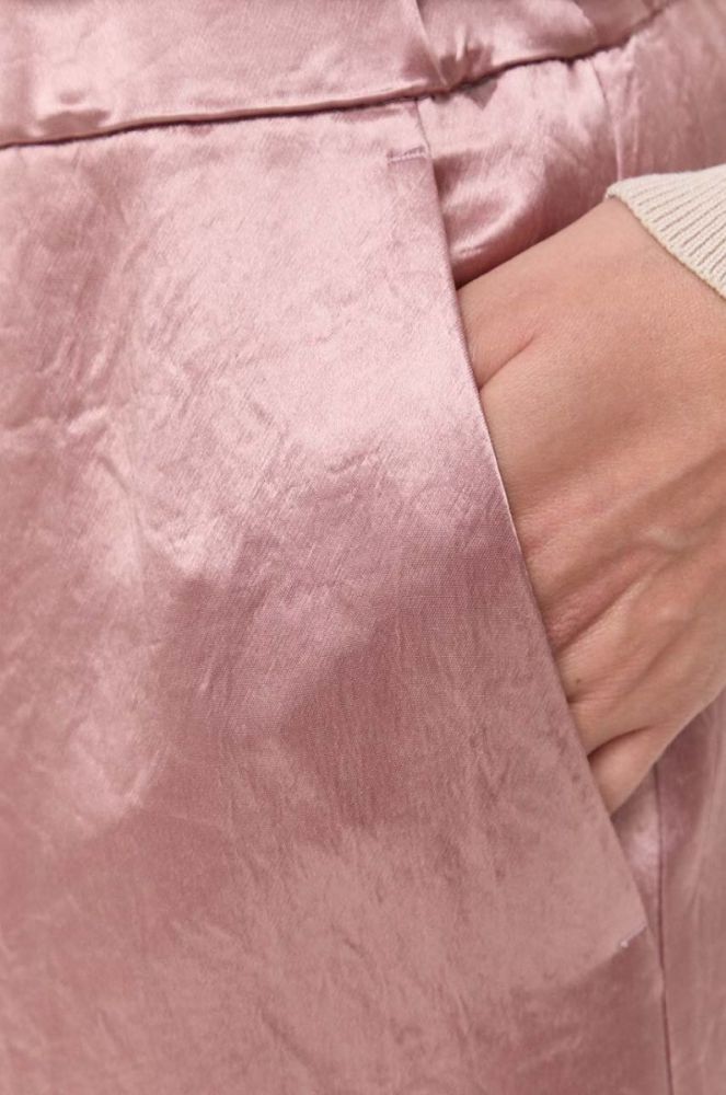 Штани Max Mara Leisure жіночі колір рожевий широке висока посадка (3430822) фото 4