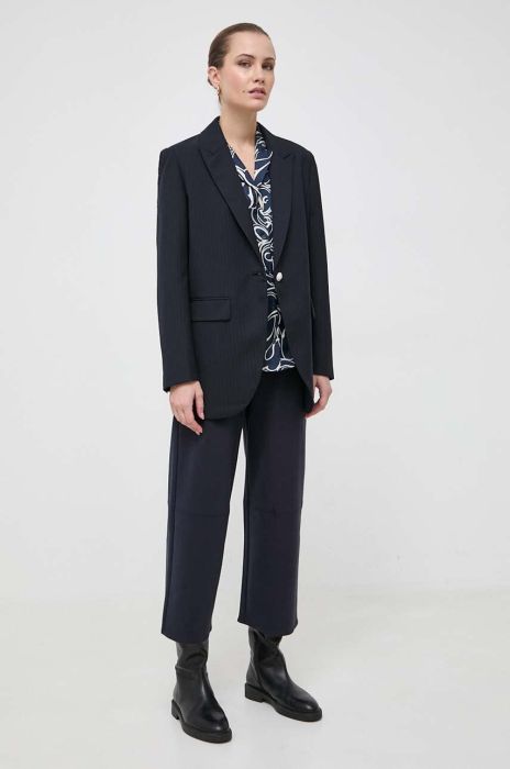 Штани Max Mara Leisure жіночі колір синій пряме висока посадка (3676376)