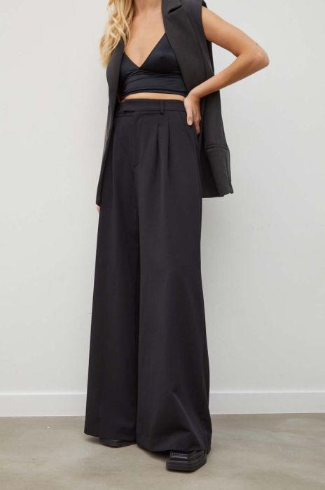 Штани Alohas жіночі колір чорний пряме висока посадка