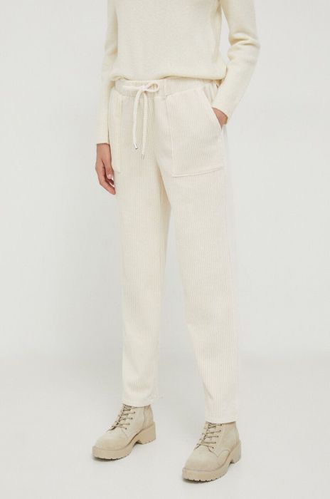 Вельветові спортивні штани Pepe Jeans Kika колір бежевий однотонні